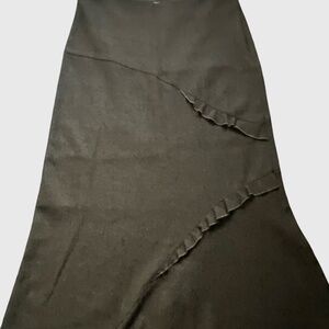 Avoca Brown Ireland Wool Herringbone Pattern Winter Office Skirt - Sz 42 (L)